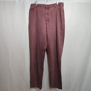 VTG 90s LL Bean Jeans Womens Size 20 36 x 33 Burgundy High Rise Union Made USA